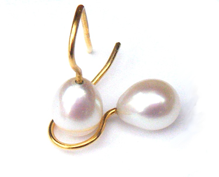 White Drop Pearl Vermeil Earrings